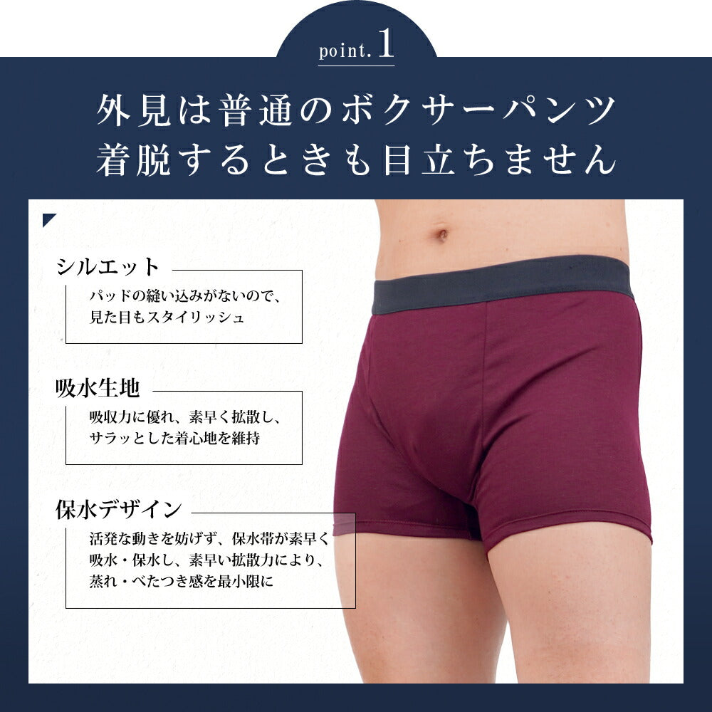 2枚セット | 尿漏れパンツ 男性用 失禁パンツ ボクサーパンツ メンズ 大容量タイプ 尿失禁 はれパン 80 防水 日本製 吸水パンツ 100cc 5Lサイズ | メール便送料無料