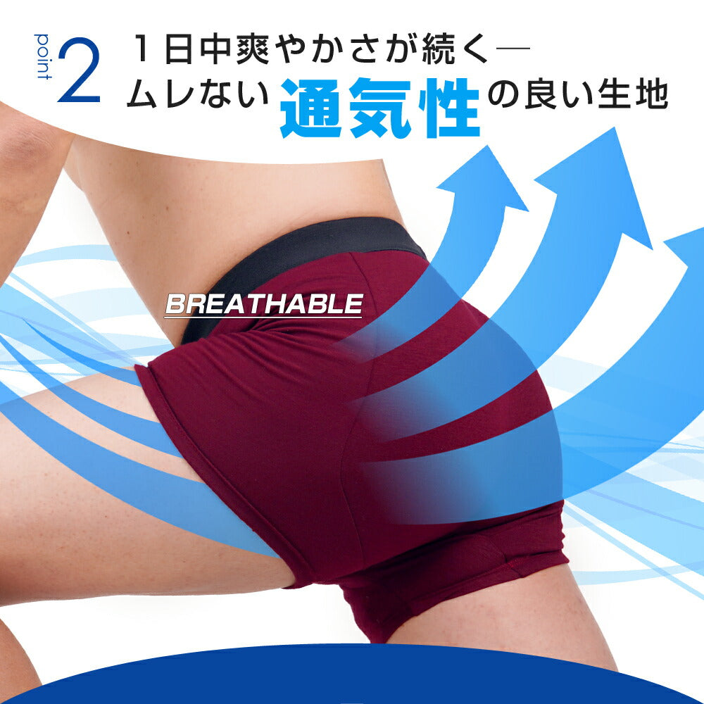 2枚セット | 失禁パンツ 尿漏れパンツ 男性用 ボクサーパンツ メンズ 追っかけ漏れ はれパン 50 尿ジミ防止 ちょいモレ 昼間おもらし ちびり 尿失禁 防水 日本製 吸水パンツ 50cc LLサイズ | メール便送料無料